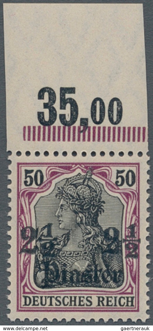 Deutsche Post In Der Türkei: 1905, 2 1/2 Pia Auf 50 Pf (orangeweiß), Postfrischer OR-Stück In Tadell - Deutsche Post In Der Türkei