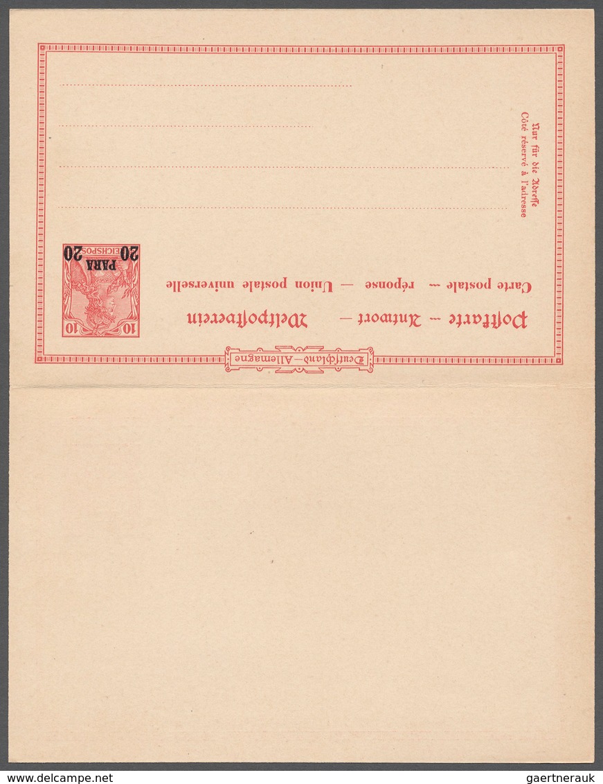 Deutsche Post In Der Türkei - Ganzsachen: 1905, 20 Para Auf 10 Pfg. Reichspost Doppel-Ganzsachenkart - Turkse Rijk (kantoren)