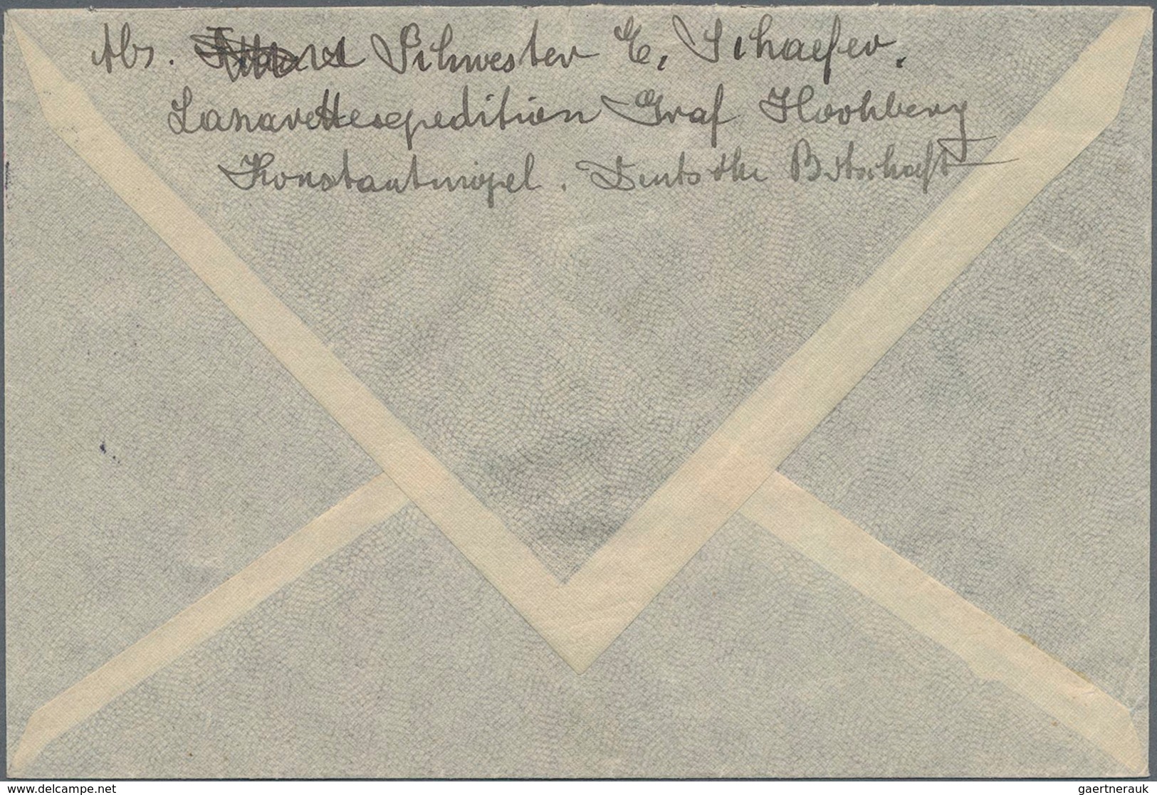 Deutsche Post In Der Türkei - Stempel: 1915 (31.12.), Roter Briefstpl. "ROTE KREUZ EXPEDITION DES RE - Deutsche Post In Der Türkei