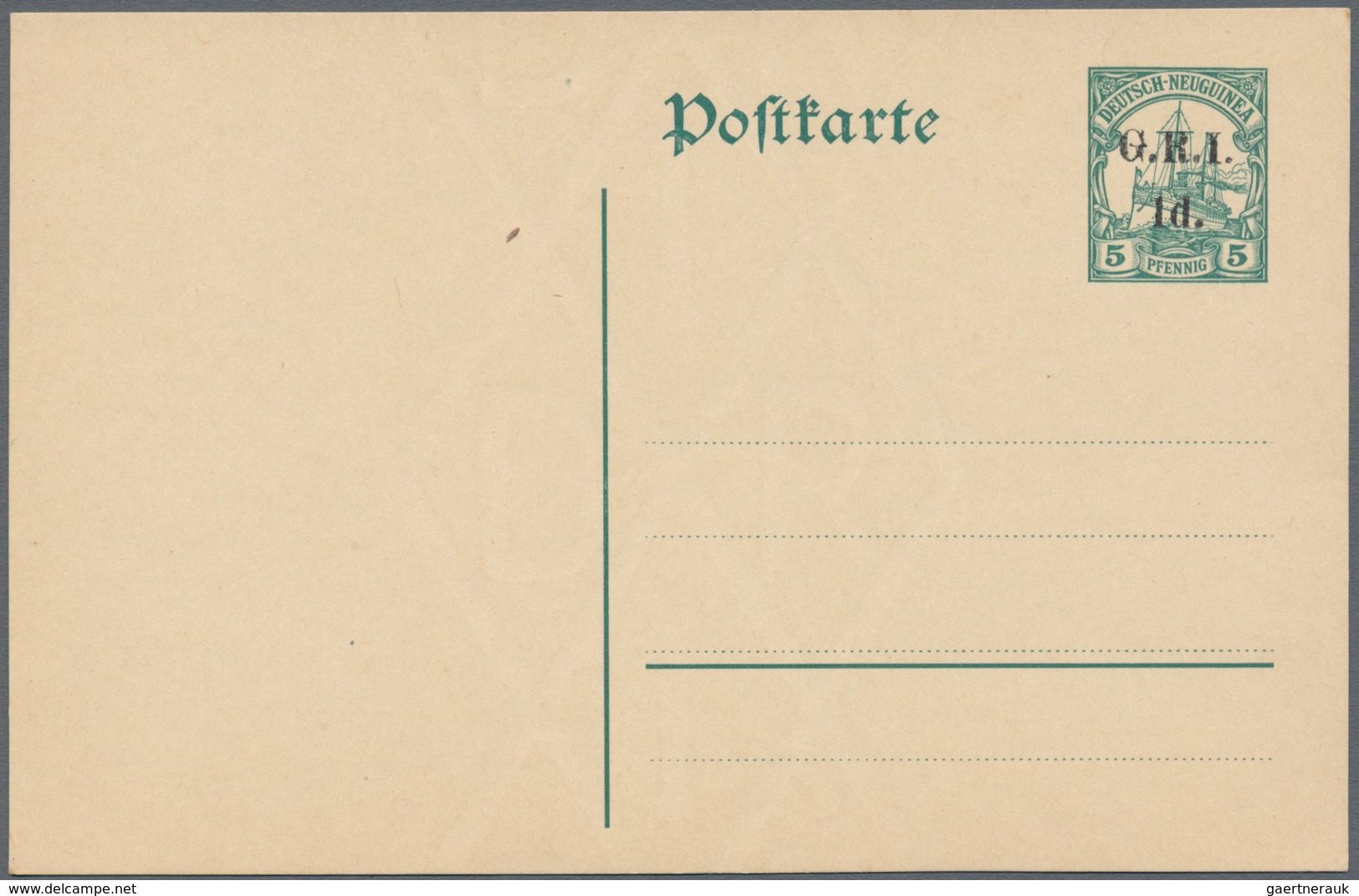 Deutsch-Neuguinea - Britische Besetzung: 1915, 5 Pf Grün Schiffszeichnung Mit Britischen Aufdruck "G - Duits-Nieuw-Guinea