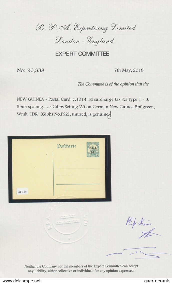 Deutsch-Neuguinea - Britische Besetzung: 1915, 5 Pf Grün Schiffszeichnung Mit Britischen Aufdruck "G - Duits-Nieuw-Guinea