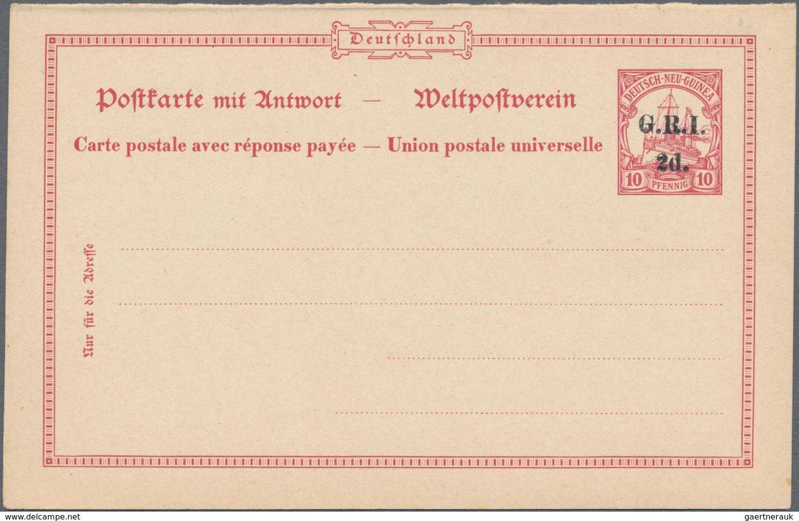 Deutsch-Neuguinea - Britische Besetzung: 1915, 10 Pf Rosa Schiffszeichnung Mit Britischen Aufdruck " - Nouvelle-Guinée