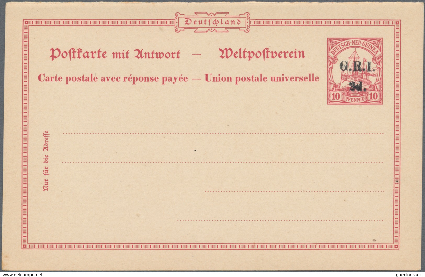 Deutsch-Neuguinea - Britische Besetzung: 1915, 10 Pf Rosa Schiffszeichnung Mit Britischen Aufdruck " - Duits-Nieuw-Guinea