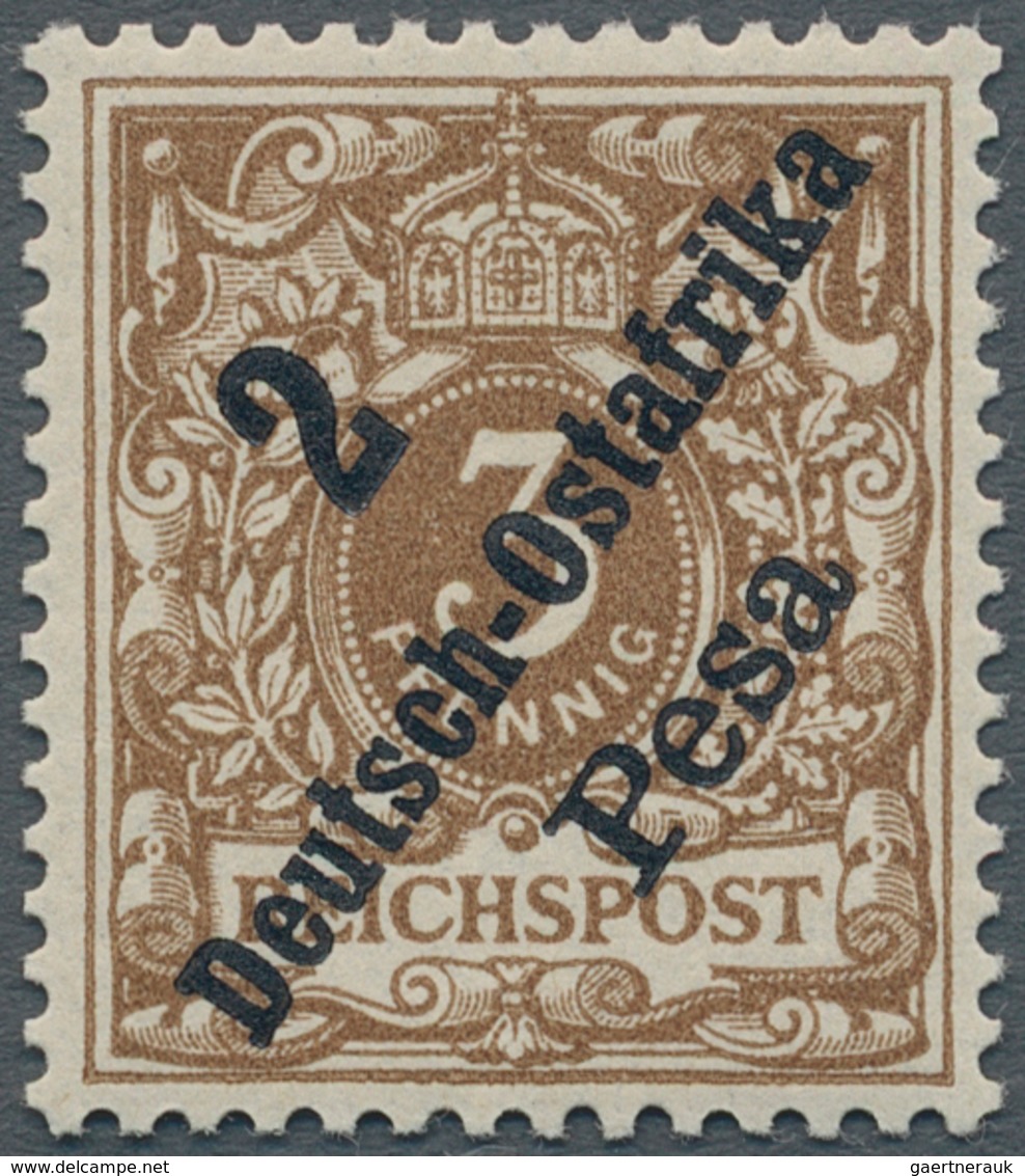 Deutsch-Ostafrika: 1896/1899, 2 P Auf 3 Pf Lebhaftorangebraun Ungebraucht Mit Winziger Falzspur Mit - Afrique Orientale