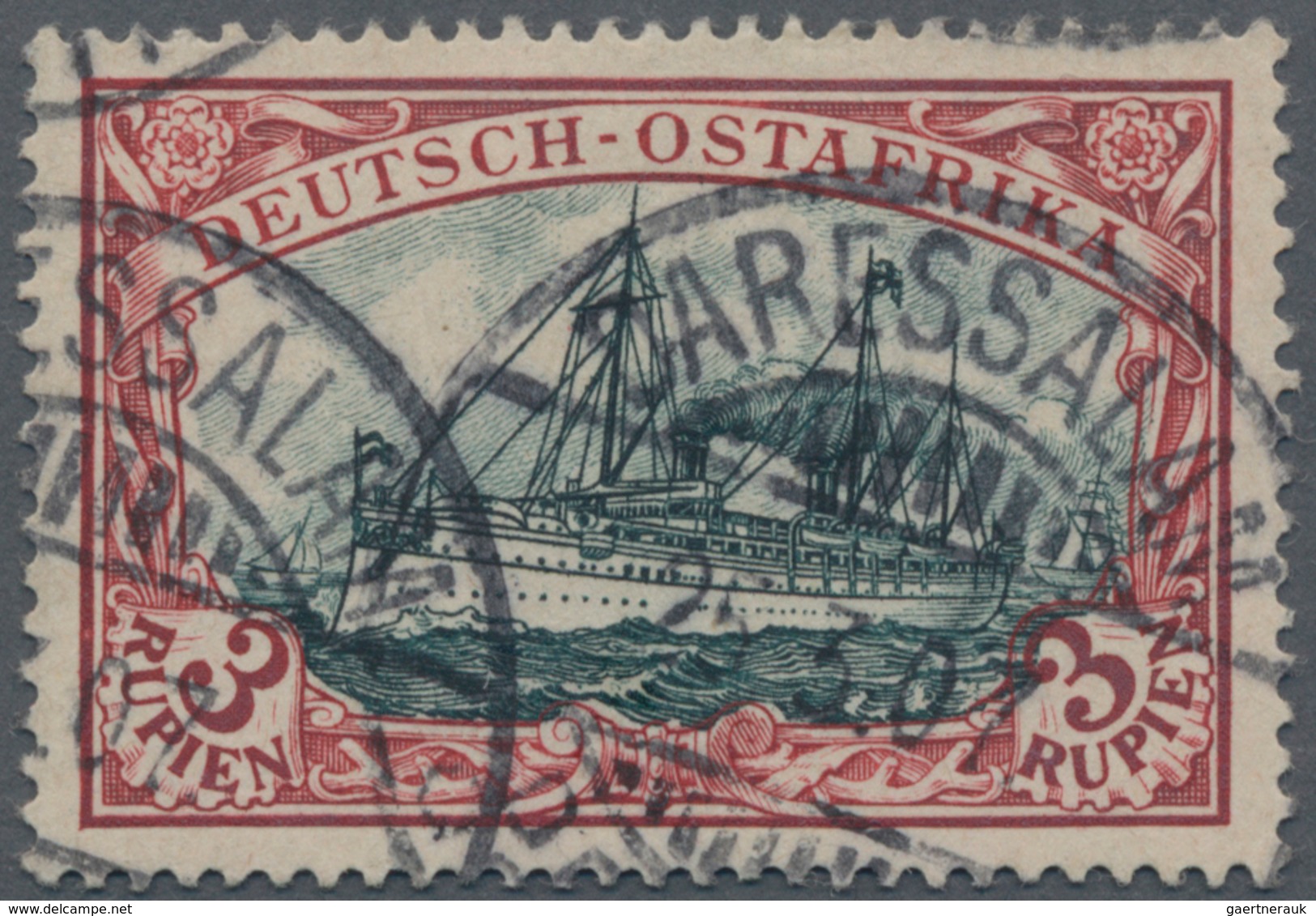 Deutsch-Ostafrika: 1907, 3 Rupien Mit Rahmen III Und Mittelstück Type I, Sauber Gestempeltes Qualitä - German East Africa