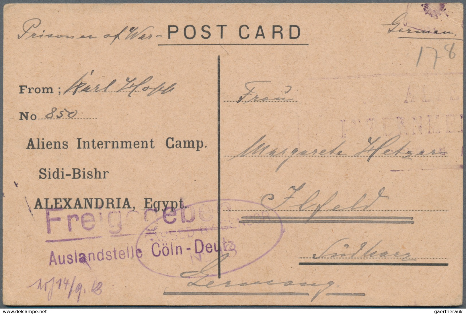 Deutsch-Ostafrika: 1917/1919, SIDI-BISHR Interniertenpost, Konvolut Mit 6 Verschiedenen Vordruckpost - Afrique Orientale