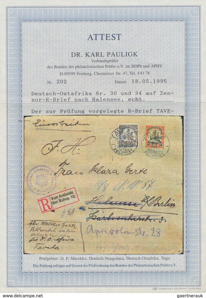 Deutsch-Ostafrika - Besonderheiten: 1914 (5.10.), 2 1/2 + 20 Heller (fehlender Eckzahn) Auf Bedarfs- - Duits-Oost-Afrika