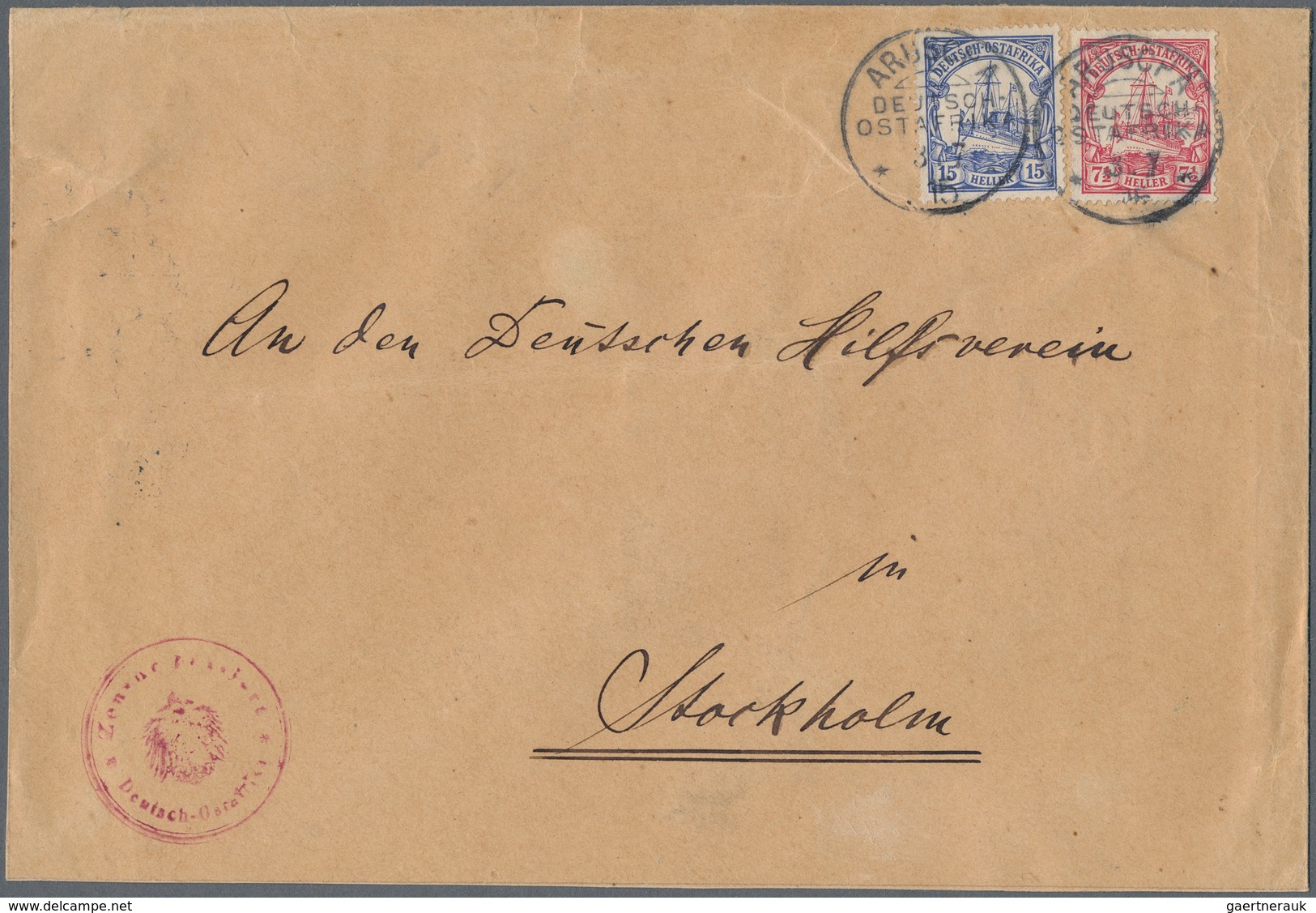 Deutsch-Ostafrika - Besonderheiten: 1915 (3.7.), 7 1/2 Und 15 Heller (kl. Eckmängel) Mit Stempel "AR - Afrique Orientale