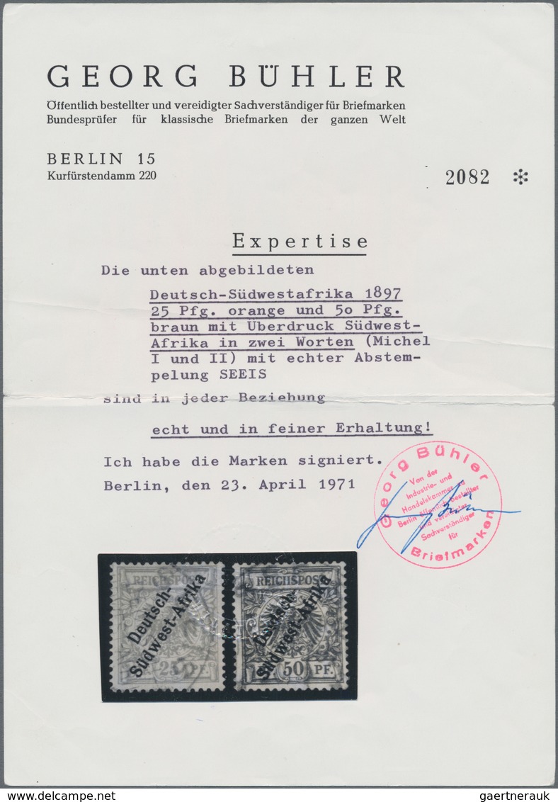 Deutsch-Südwestafrika: 1897. 25 Pf Krone/Adler Aufdruck "Deutsch- / Südwest-Afrika", Gestempelt "SEE - German South West Africa