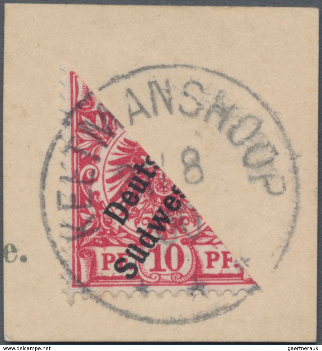 Deutsch-Südwestafrika: 1900, Halbierte 10 Pf. Auf Kartenausschnitt Mit Sauberem Stempel ''KEETMANSHO - Deutsch-Südwestafrika