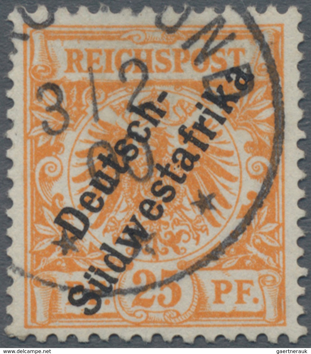Deutsch-Südwestafrika: 1899, 25 Pfg. Gelblichorange, Entwertet "SWAKOPMUND 3/2 00", Fotoattest Jäsch - Deutsch-Südwestafrika