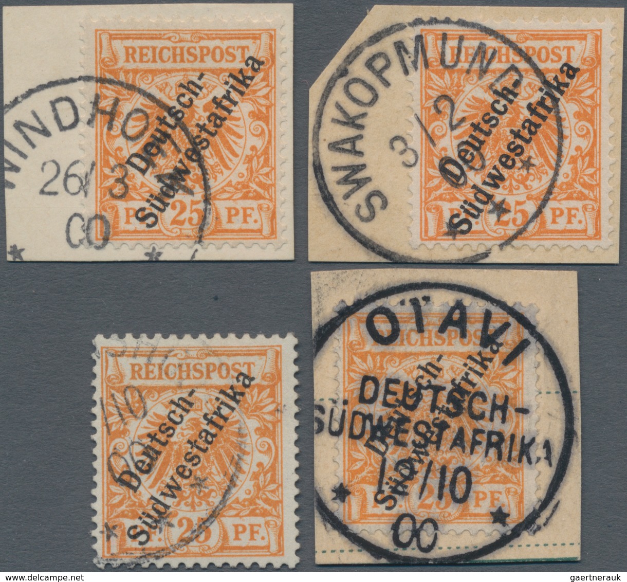 Deutsch-Südwestafrika: 1900. Lot Von 2x 25 Pf Krone/Adler In Beiden Farben Mit Stempeldaten VOR Juni - Duits-Zuidwest-Afrika