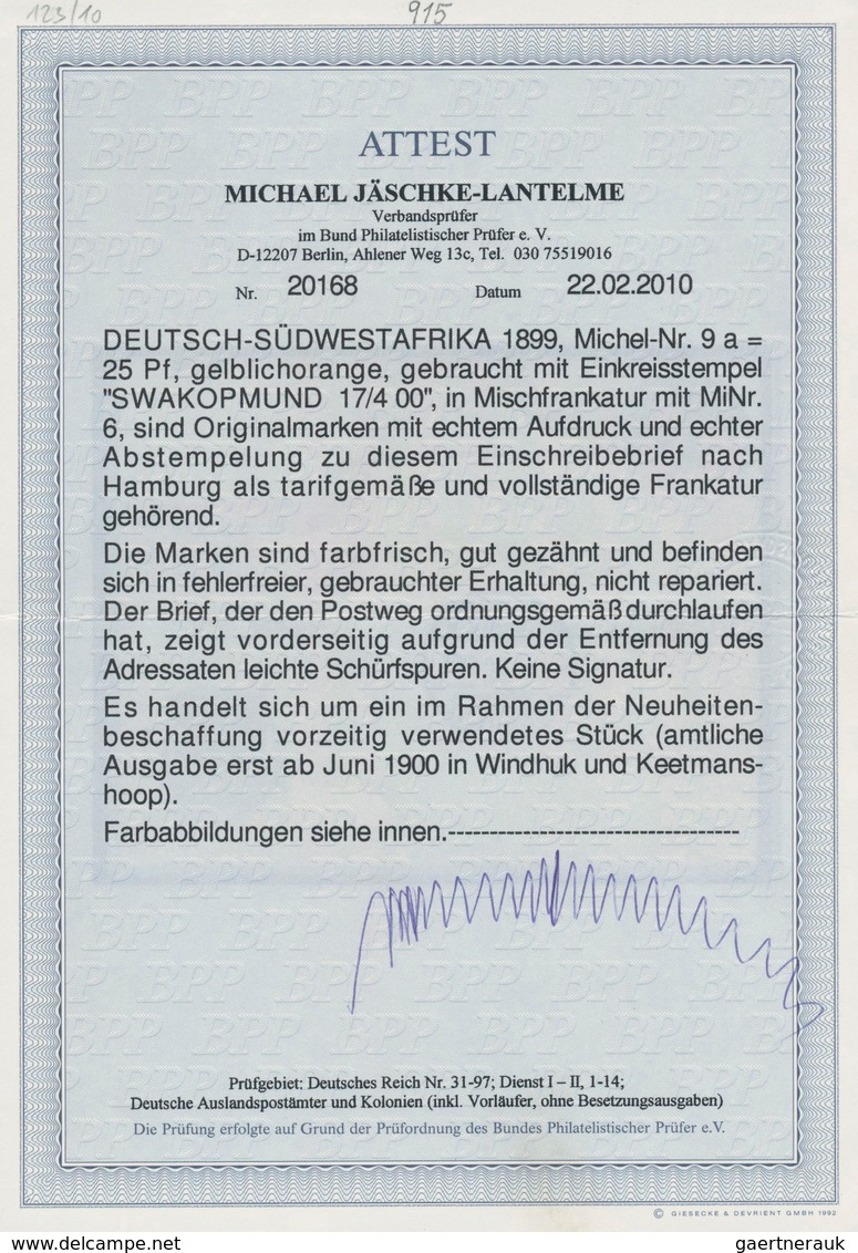 Deutsch-Südwestafrika: 1900, 25 Pfg. Gelblichorange Zus. Mit 5 Pfg. Grün, Portogerechte Frankatur Au - Sud-Ouest Africain Allemand