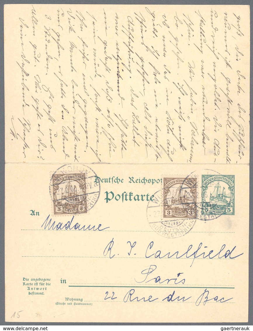 Deutsch-Südwestafrika - Ganzsachen: 1900, 5 Pf./5Pf. Zusammenhängende Frag- Und Antwortkarte, Bedarf - Deutsch-Südwestafrika