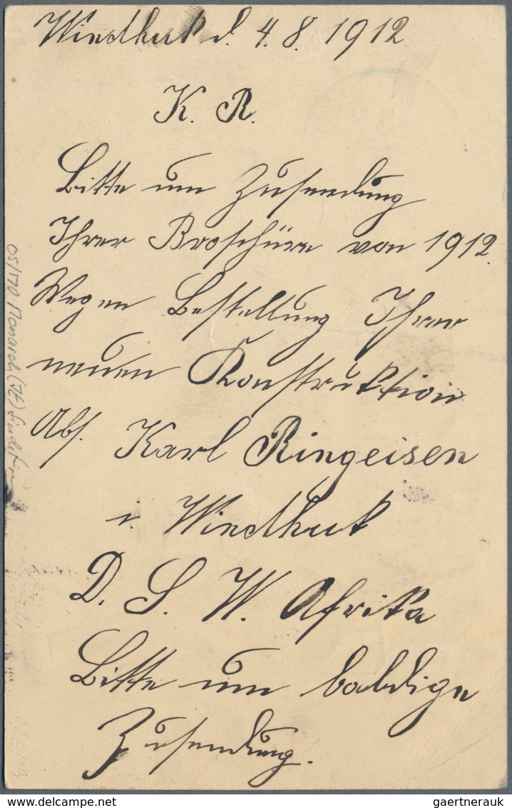 Deutsch-Südwestafrika - Ganzsachen: 1912, 5 Pf Grün Ganzsachenkarte Aus WINDHUK, 3.8.12, Ungenügend - Duits-Zuidwest-Afrika
