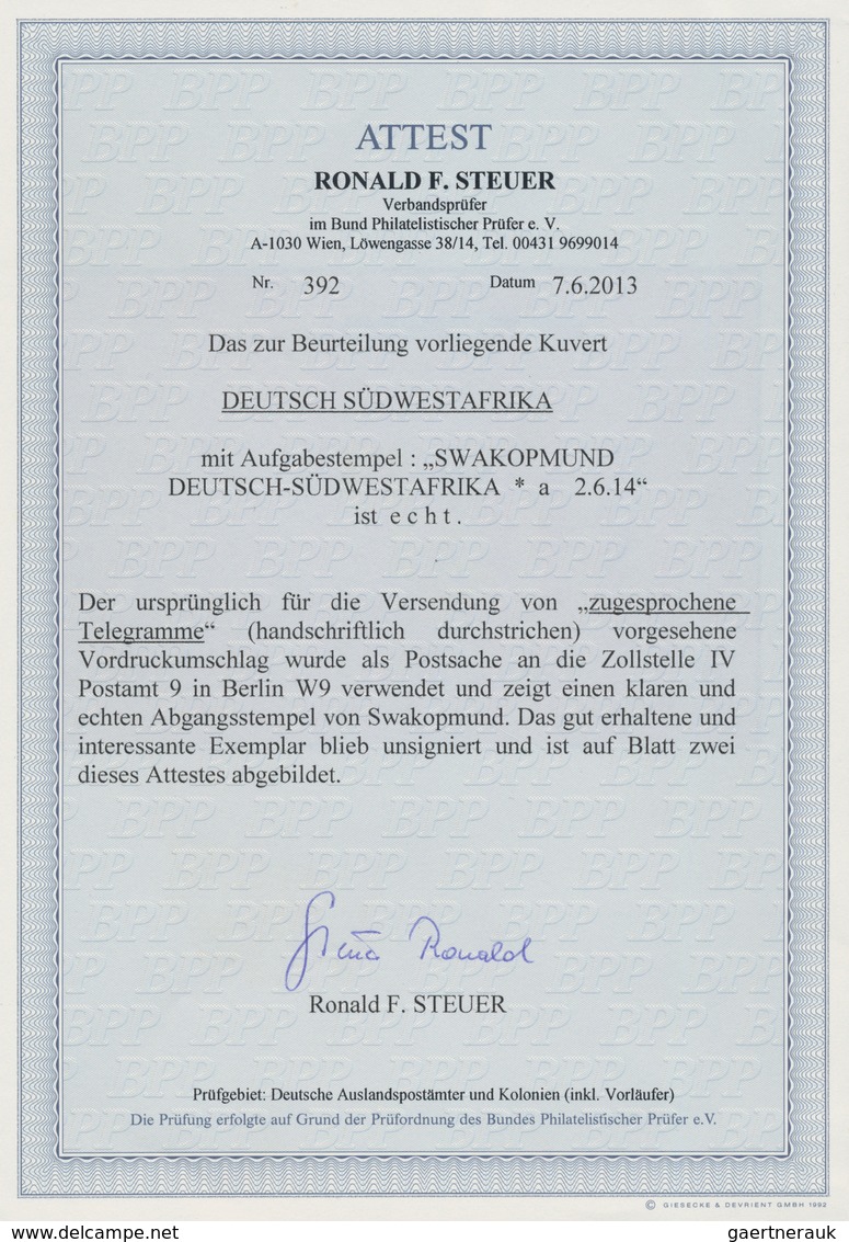 Deutsch-Südwestafrika - Besonderheiten: 1914, Vordruckumschlag Für Die Versendung Von "...zugesproch - Duits-Zuidwest-Afrika