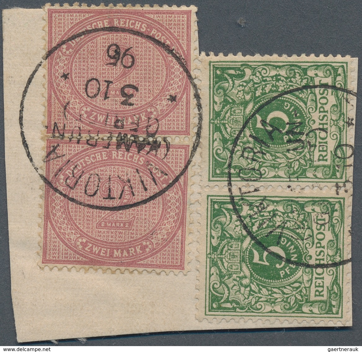 Deutsche Kolonien - Kamerun-Vorläufer: 1895, 2 Mark Mittelrosalila Und 5 Pfg. Lebhaftopalgrün, Jewei - Kamerun