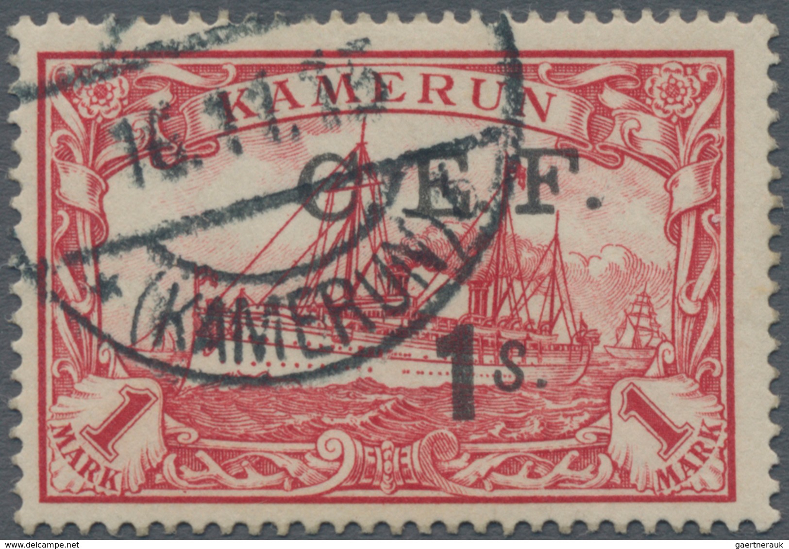 Deutsche Kolonien - Kamerun - Britische Besetzung: 1915, „C.E.F. 1 S.” Aufdruck Auf 1 Mark Rot, Einw - Cameroun