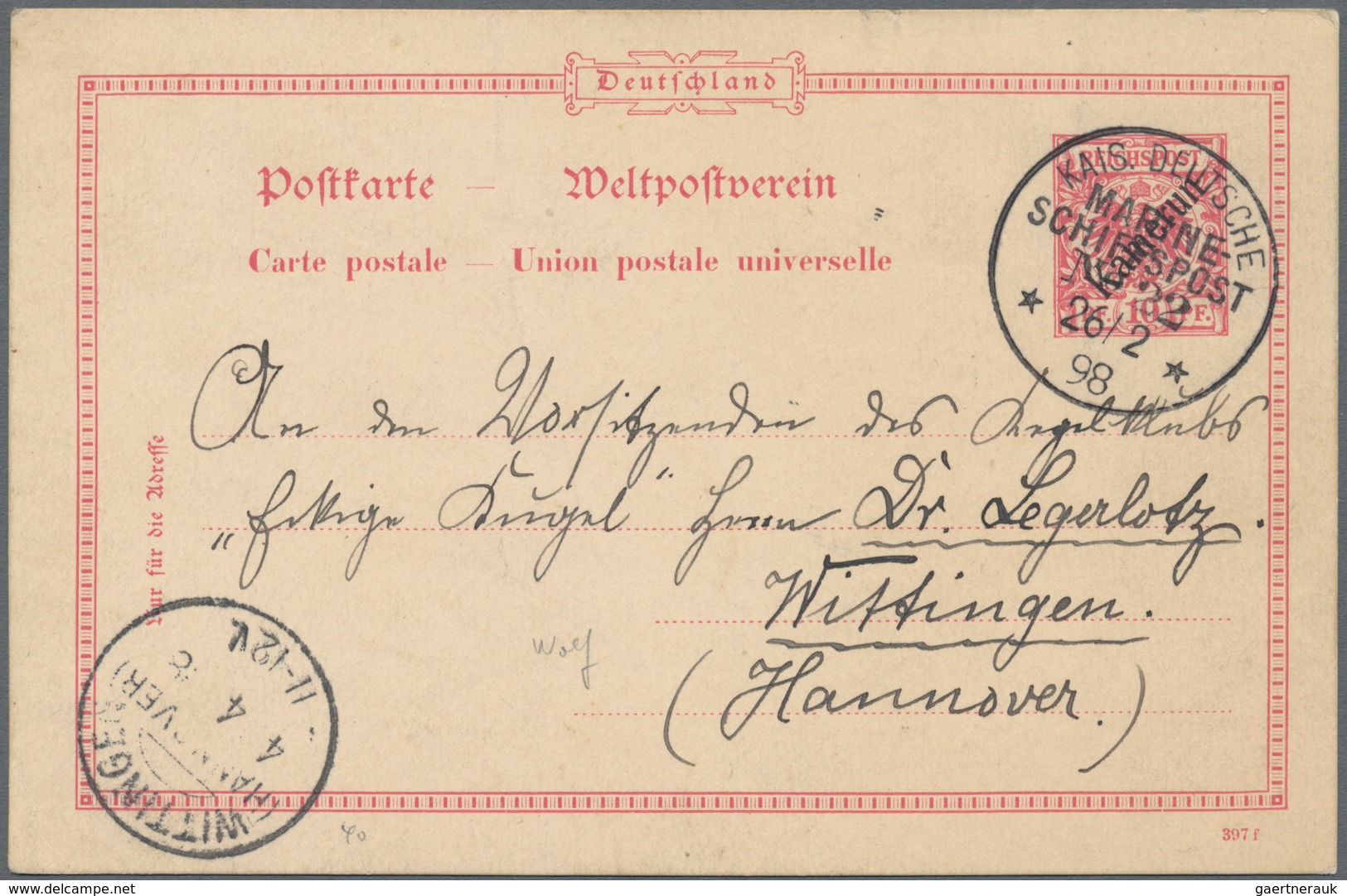 Deutsche Kolonien - Kamerun - Besonderheiten: 1898 (26.2.), 10 Pfg. Aufdruck-GA-Karte Eines Besatzun - Cameroun