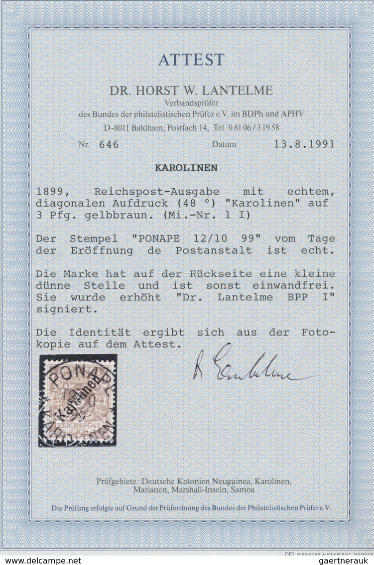 Deutsche Kolonien - Karolinen: 1899, 3 Pfg. Bis 50 Pfg. Mit Diagonalem Aufdruck, Kpl. Gestempelter S - Karolinen