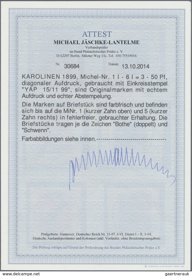 Deutsche Kolonien - Karolinen: 1899, 3Pfg. - 50Pfg. Freimarken Mit Diagonalem Aufdruck, Kompletter S - Carolines