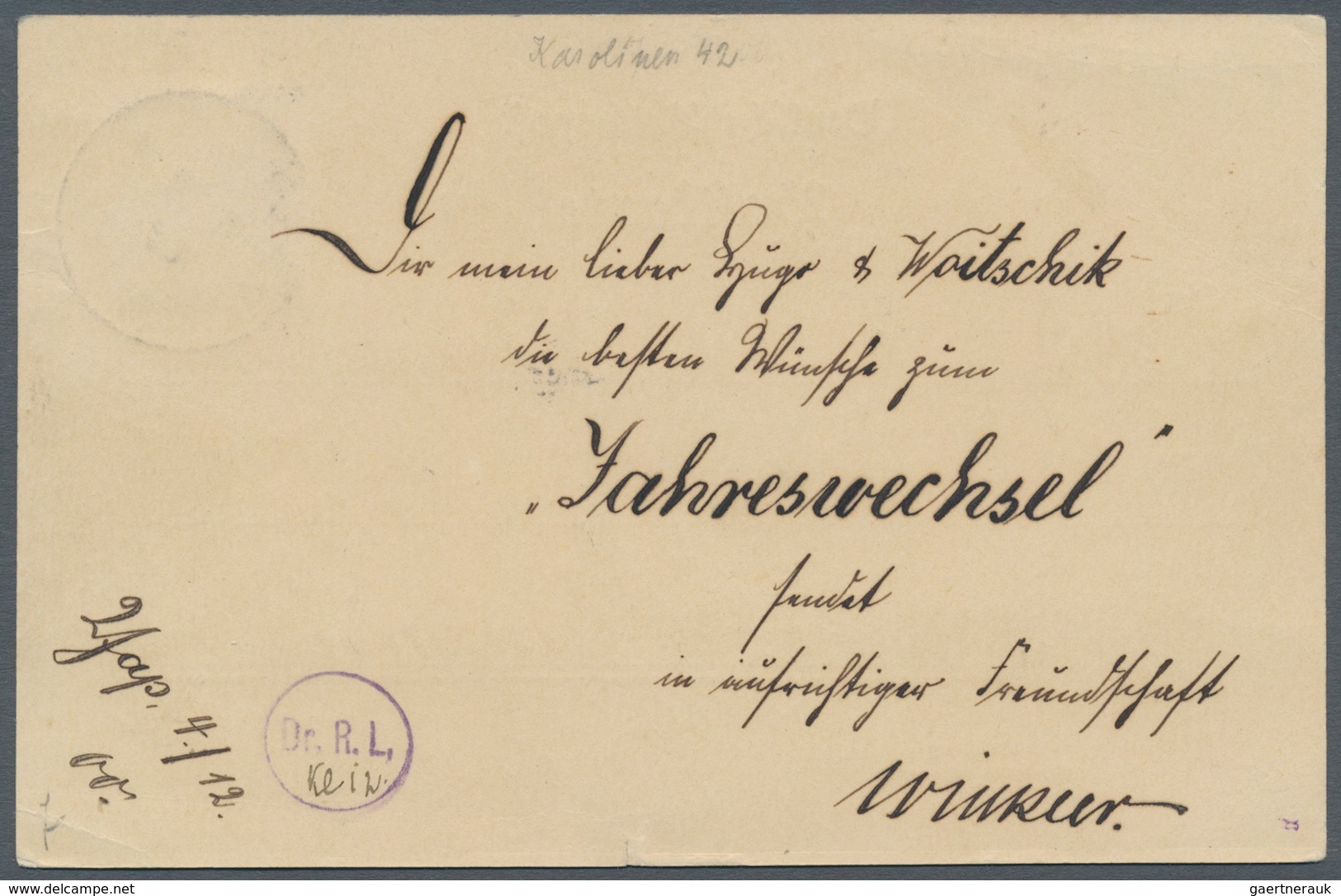 Deutsche Kolonien - Karolinen: 1899, 5 Pfg. Mit Diagonalem Aufdruck Mit Klarem Stempel "YAP KAROLINE - Karolinen