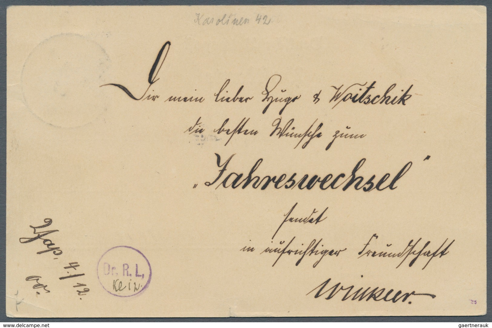 Deutsche Kolonien - Karolinen: 1899, 5 Pfg. Mit Diagonalem Aufdruck Mit Klarem Stempel "YAP KAROLINE - Carolinen