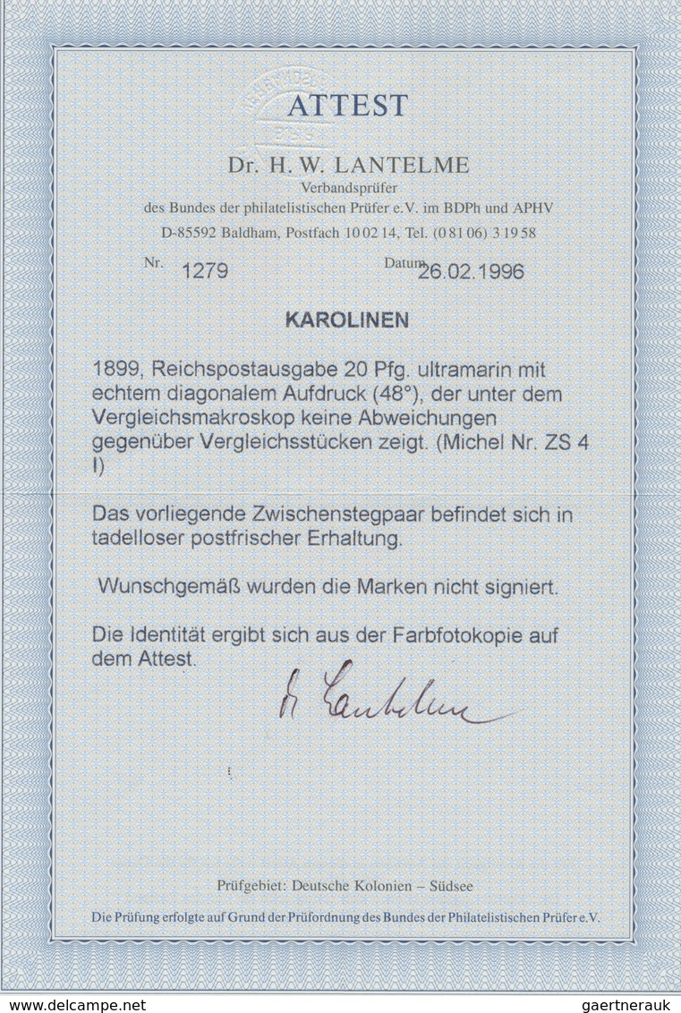 Deutsche Kolonien - Karolinen: 1899, 5 Pfg. Und 10 Pfg. Mit Diagonalem Aufdruck, Jeweils Zwei Einzel - Karolinen