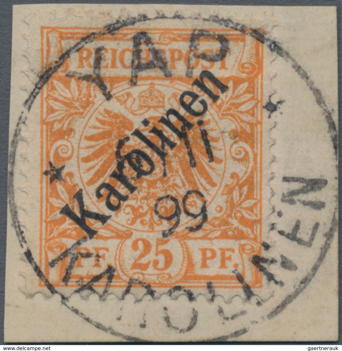 Deutsche Kolonien - Karolinen: 1901, 25 Pf Gelblichorange "Karolinen", Gestempelt "Yap 6/11 99". FA - Carolinen