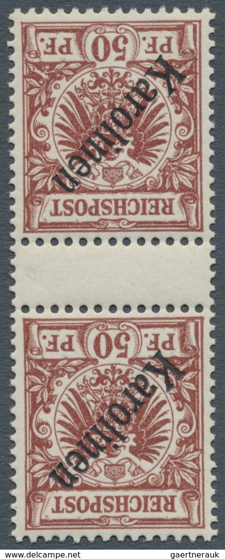 Deutsche Kolonien - Karolinen: 1899, 50 Pfg. Mit Diagonalem Aufdruck Im Senkrechten Zwischenstegpaar - Carolines