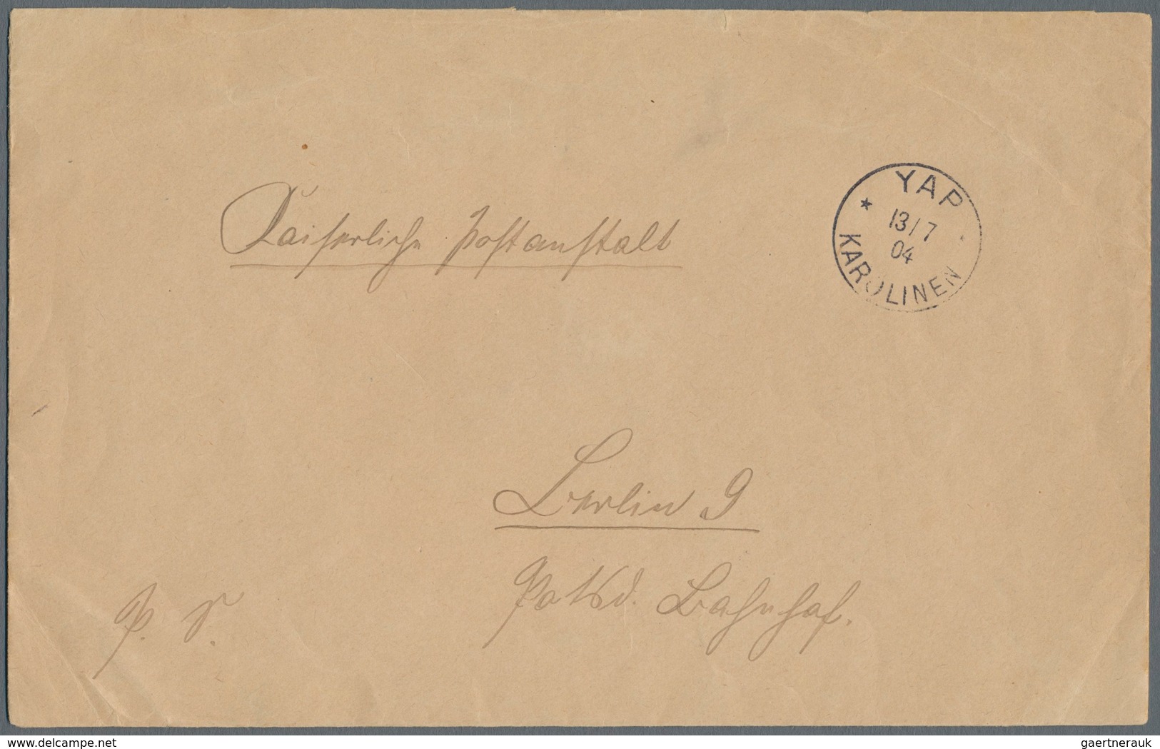 Deutsche Kolonien - Karolinen - Besonderheiten: 1904, Postsachen-Umschlag Aus "YAP KAROLINEN 13.7.04 - Caroline Islands