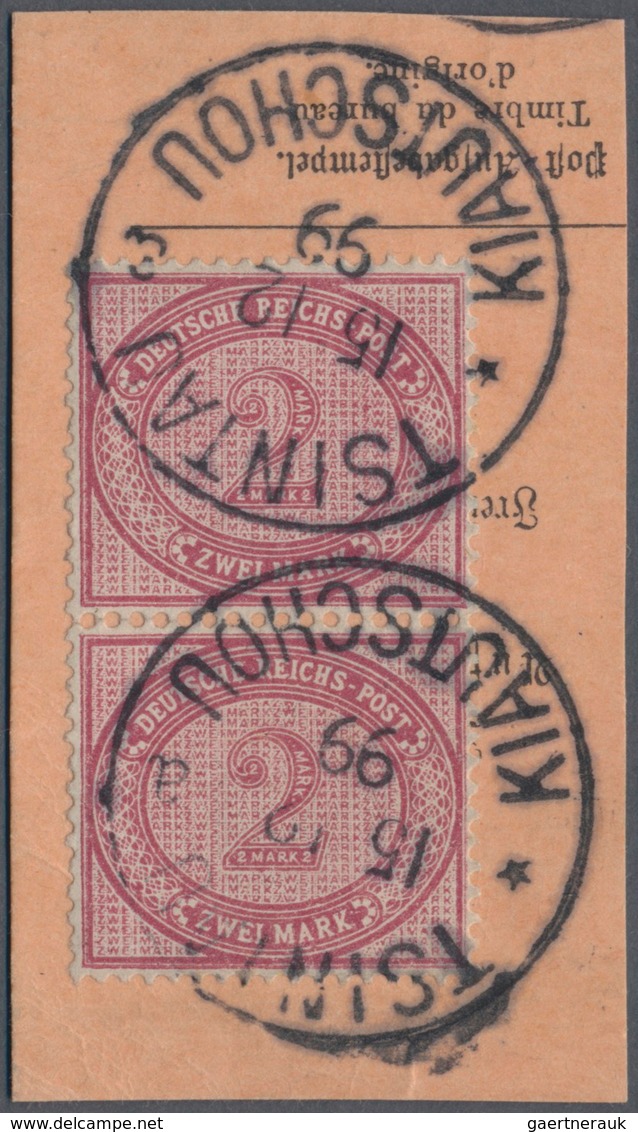 Deutsche Kolonien - Kiautschou-Vorläufer: 1899, 2 M. Dunkelrotkarmin Im Senkrechten Paar Mit Zwei Vo - Kiaochow