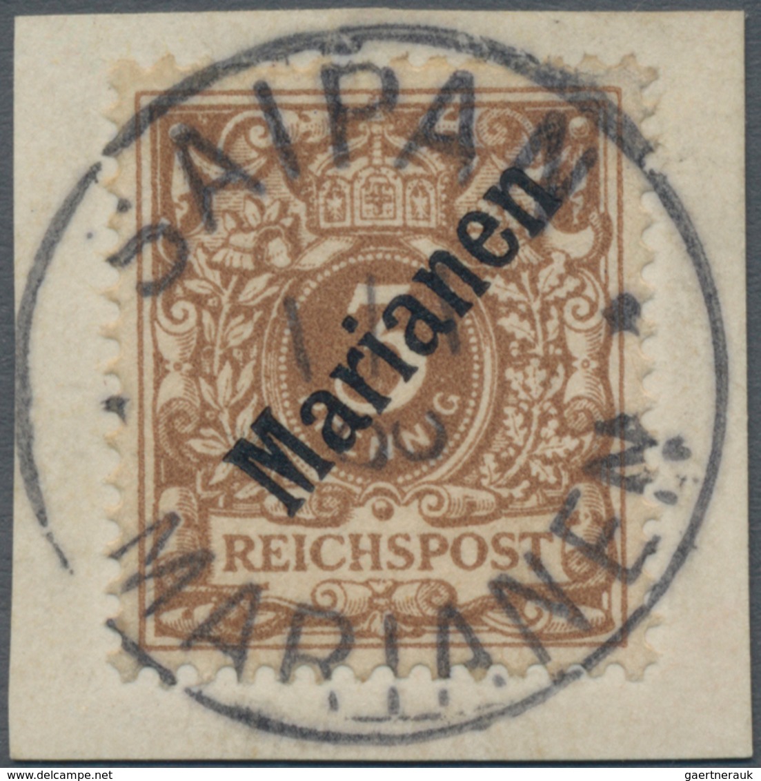 Deutsche Kolonien - Marianen: 1899, 3 Pfg. Gelbbraun Mit Diagonalem Aufdruck Mit Zeitgerechter Entwe - Marianen