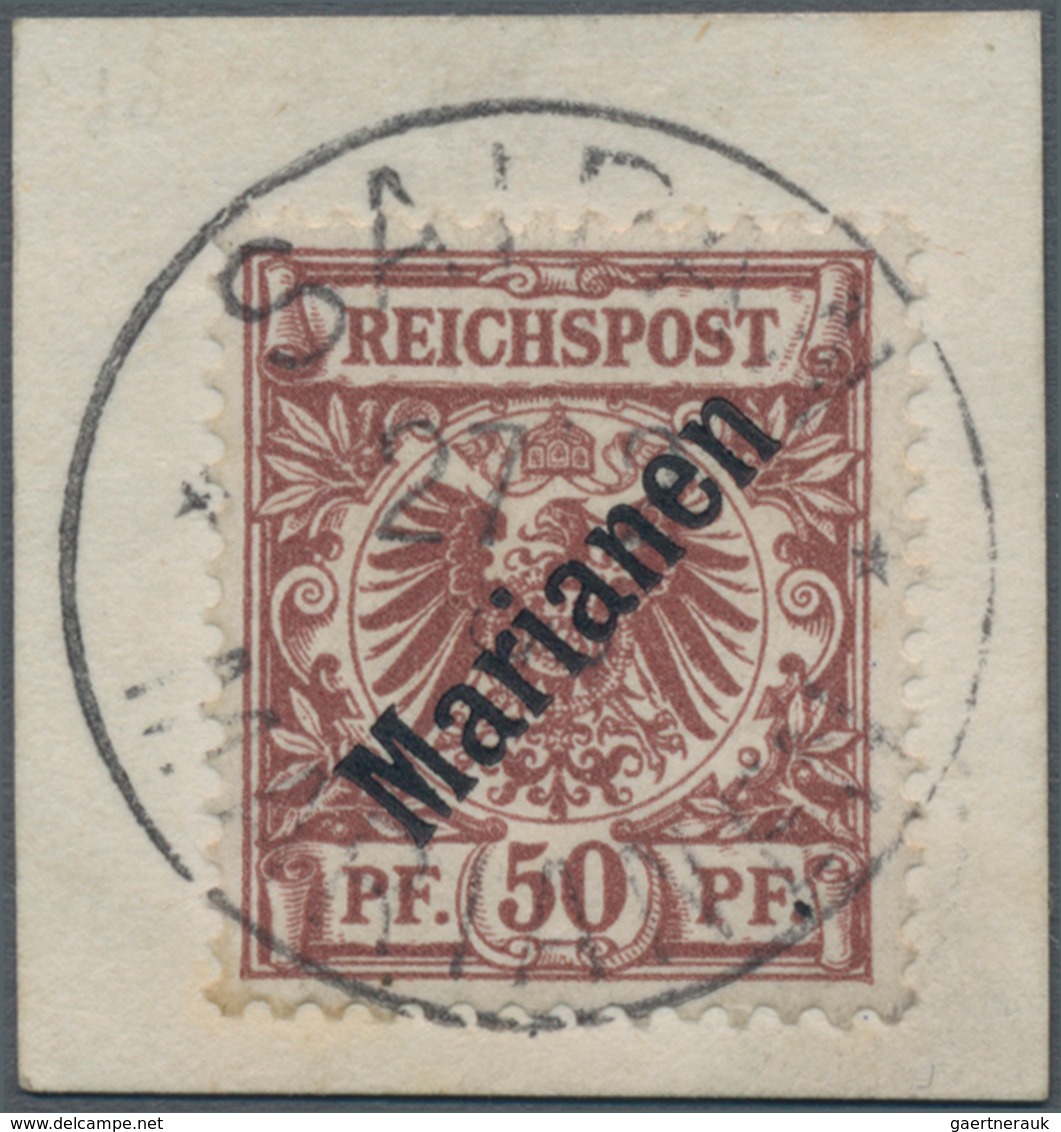 Deutsche Kolonien - Marianen: 1899, 50 Pfennig Krone/Adler Mit Aufdruck Marianen, Diagonaler Winkel - Marianen