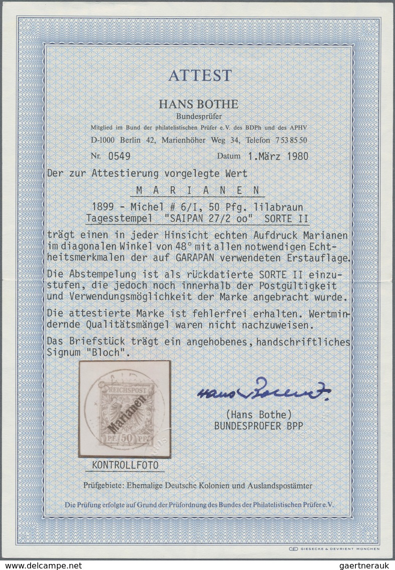 Deutsche Kolonien - Marianen: 1899, 50 Pfennig Krone/Adler Mit Aufdruck Marianen, Diagonaler Winkel - Mariannes