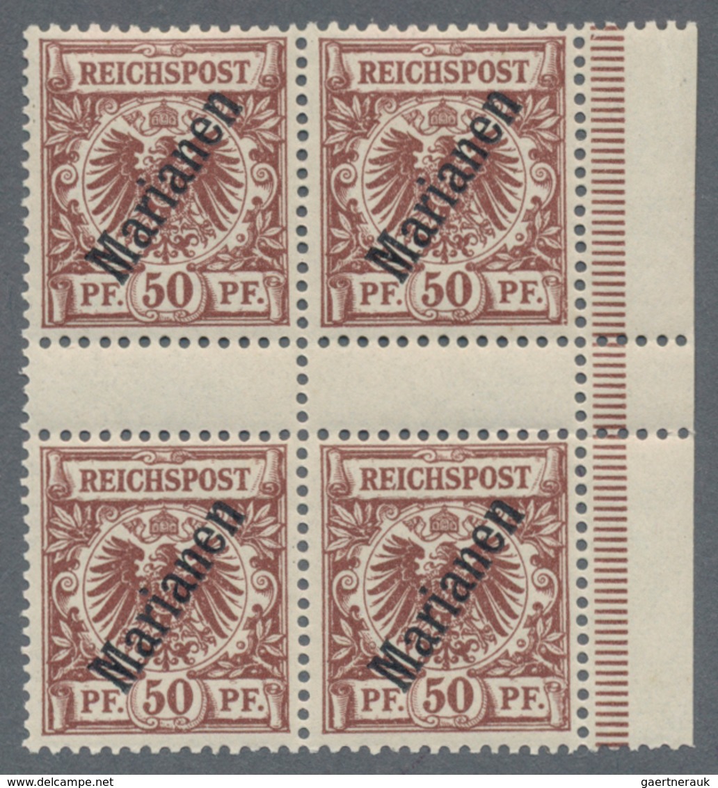 Deutsche Kolonien - Marianen: 1900, 50 Pfg. Mit Steilem Aufdruck, Zwei Senkrechte Zwischenstegpaare - Marianen