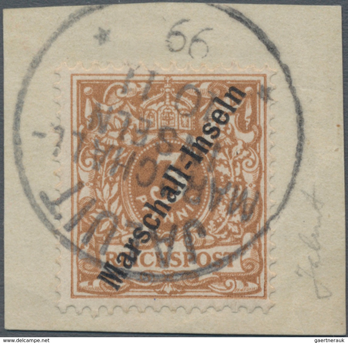 Deutsche Kolonien - Marshall-Inseln: 1897, 3 Pfg Hellockerbraun Aufdruck „Marschall-Inseln”, Jaluit- - Marshall Islands