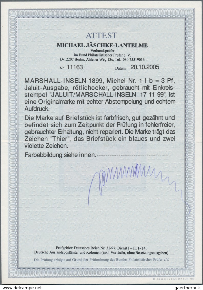 Deutsche Kolonien - Marshall-Inseln: 1899, 3 Pfg. Rötlichocker Auf Luxus-Briefstück Mit Vollem K1 "J - Marshall Islands
