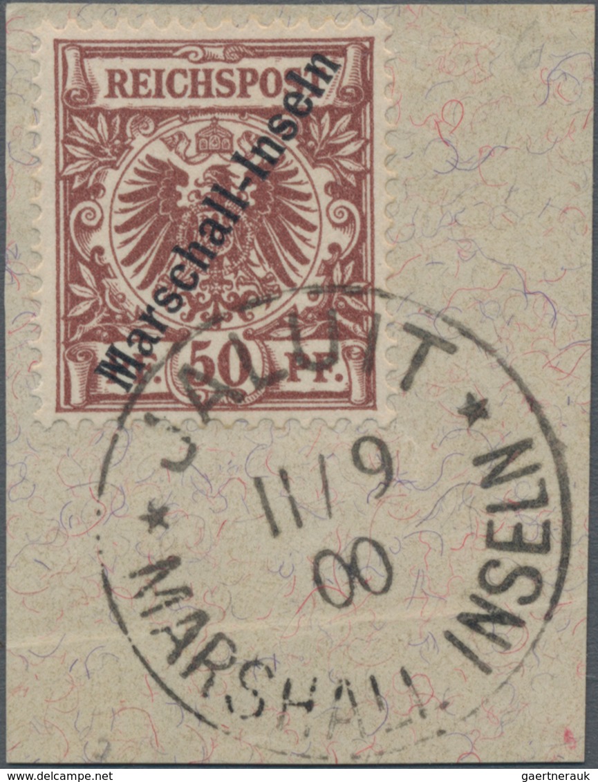 Deutsche Kolonien - Marshall-Inseln: 1899, 50 Pf. Krone/Adler Rötlichbraun Mit Diagonalen Aufdruck " - Marshall