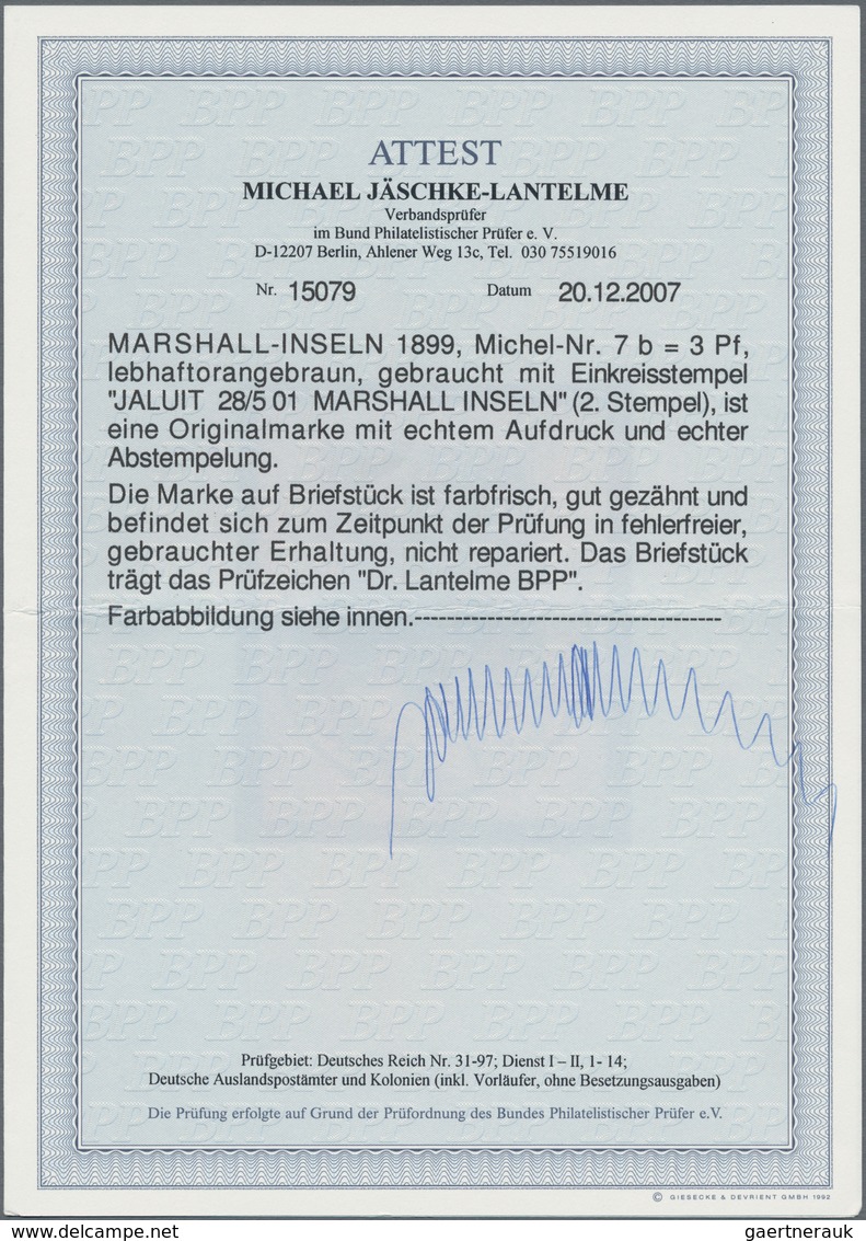 Deutsche Kolonien - Marshall-Inseln: 1899, 3 Pfg. Lebhaftorangebraun Mit EKr. "JALUIT MARSHALL INSEL - Marshall-Inseln