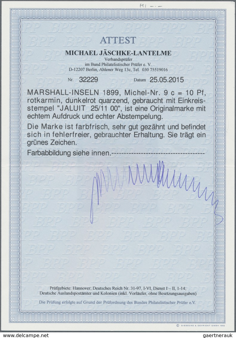 Deutsche Kolonien - Marshall-Inseln: 1899, 10 Pf. Krone/Adler Mit Aufdruck "Marshall-Inseln" In Der - Marshall