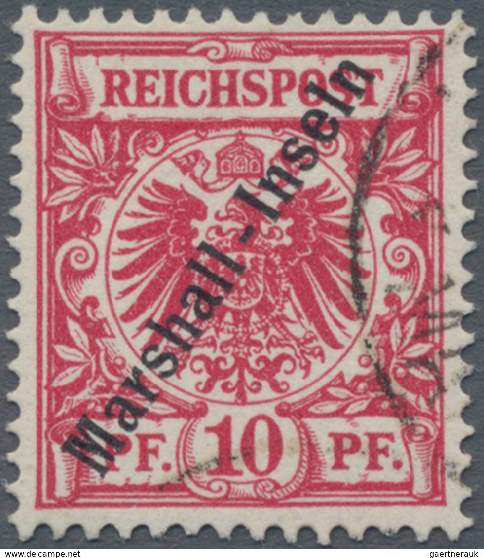 Deutsche Kolonien - Marshall-Inseln: 1899, 10 Pf. Krone/Adler In Dunkelrosa(rot) Mit Aufdruck "Marsh - Marshall