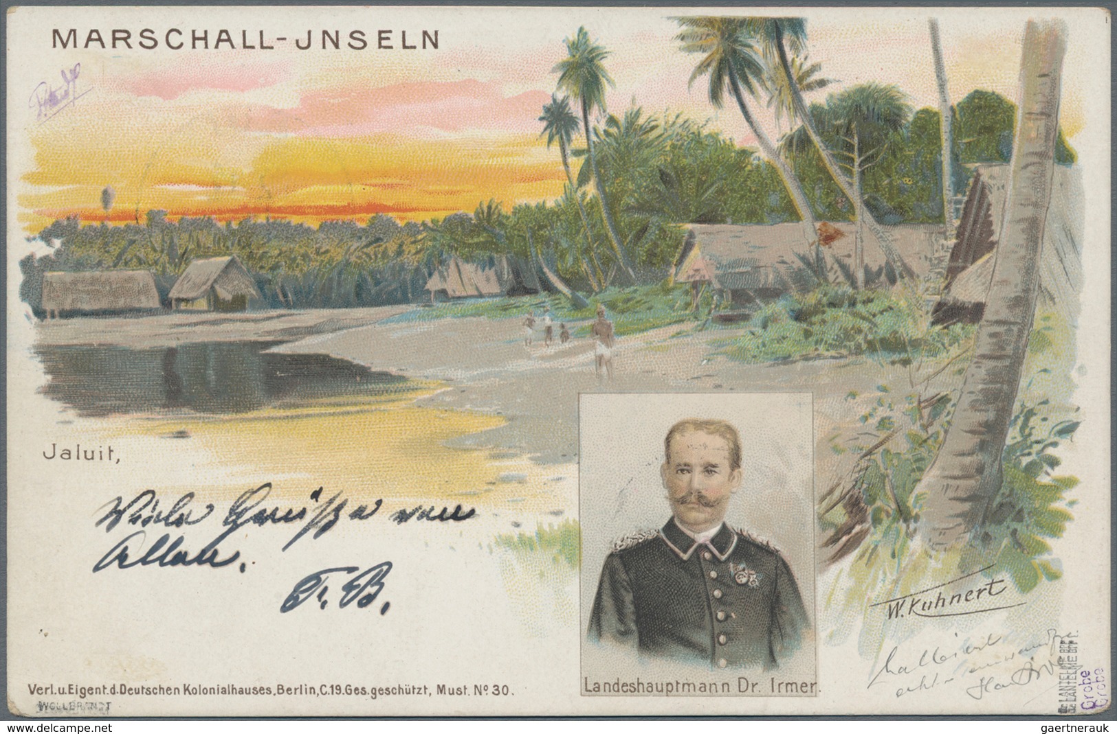 Deutsche Kolonien - Marshall-Inseln: 1900, Extrem Seltene Postkarte Frankiert Mit Der Senkrecht Halb - Marshall Islands