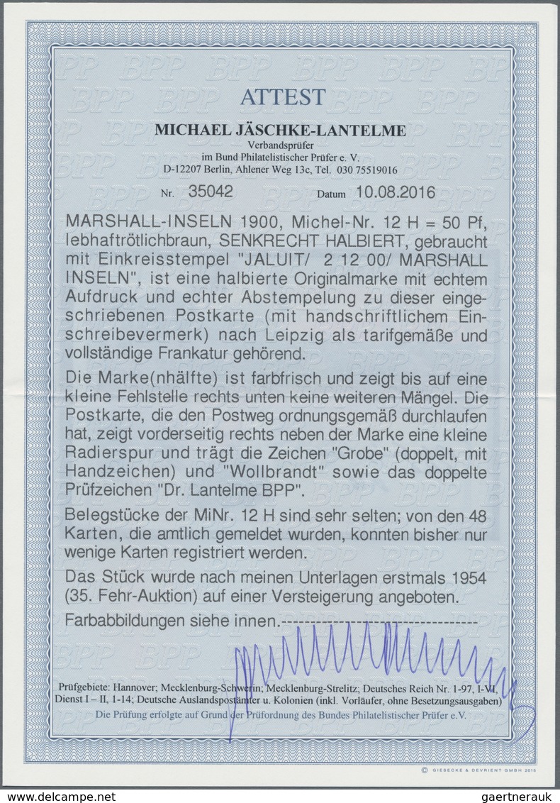 Deutsche Kolonien - Marshall-Inseln: 1900, Extrem Seltene Postkarte Frankiert Mit Der Senkrecht Halb - Marshalleilanden