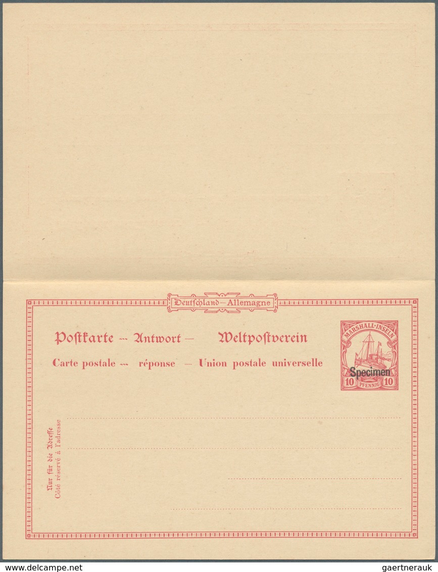 Deutsche Kolonien - Marshall-Inseln - Ganzsachen: 1901, Doppelkarte 10+10 Pf Schiffstype, Beide WSt. - Isole Marshall