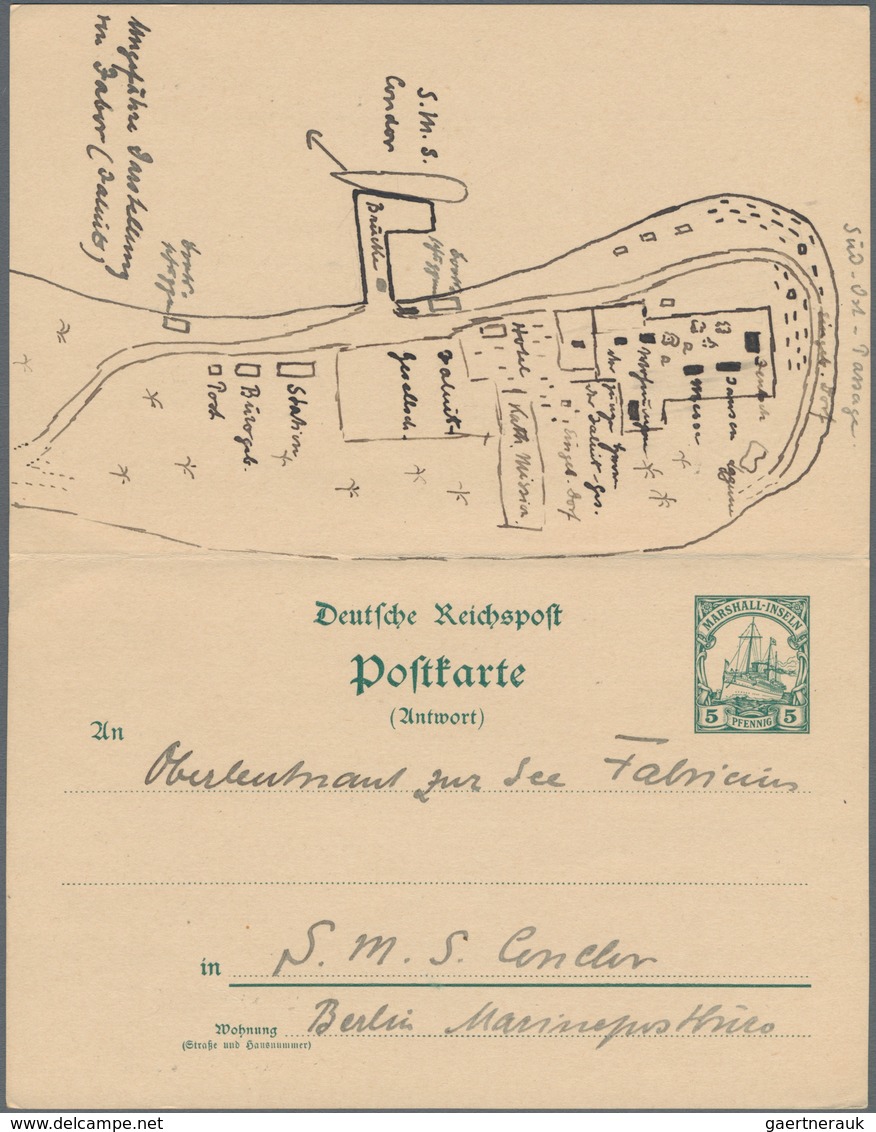 Deutsche Kolonien - Marshall-Inseln - Besonderheiten: 1912 (29.7.), 5/5 Pfg. GA-Doppelkarte (Fragete - Marshall-Inseln