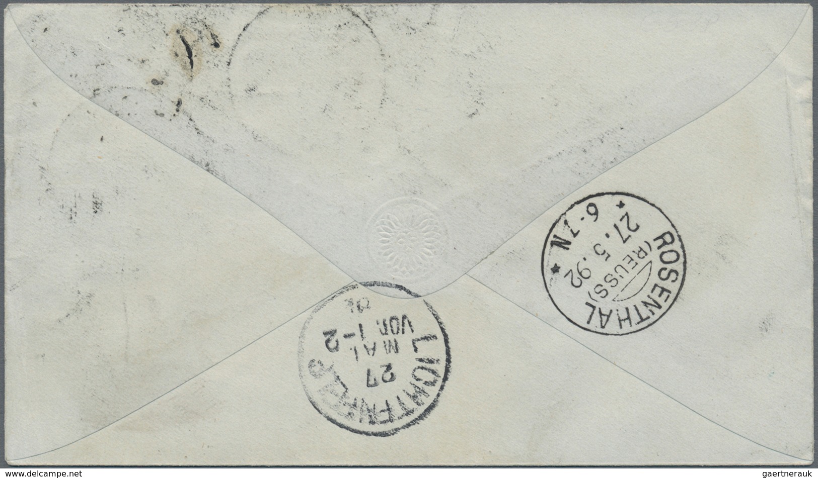 Deutsche Kolonien - Samoa - Vorläufer: 1892 (28.4.), 10 PFg. GA-Umschlag Krone/Adler Mit Zusatzfrank - Samoa