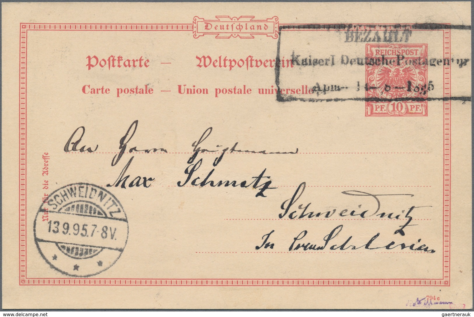 Deutsche Kolonien - Samoa - Vorläufer: 1895, Schwarzer Rahmenstempel "BEAHLT Kaiser.Deutsche Postage - Samoa