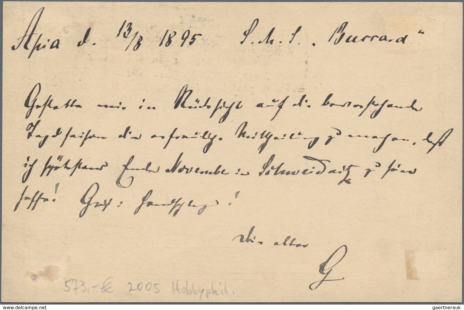 Deutsche Kolonien - Samoa - Vorläufer: 1895, Schwarzer Rahmenstempel "BEAHLT Kaiser.Deutsche Postage - Samoa