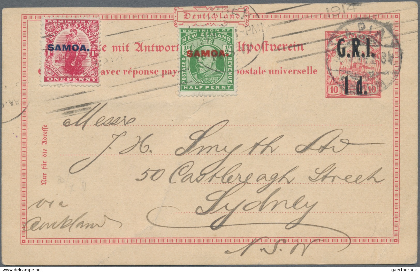 Deutsche Kolonien - Samoa - Britische Besetzung - Ganzsachen: 1914, Zwei Gebrauchte Ganzsachenkarten - Samoa